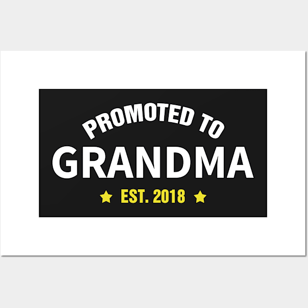 Promoted To GRANDMA Est 2018 gift ideas for family Wall Art by bestsellingshirts